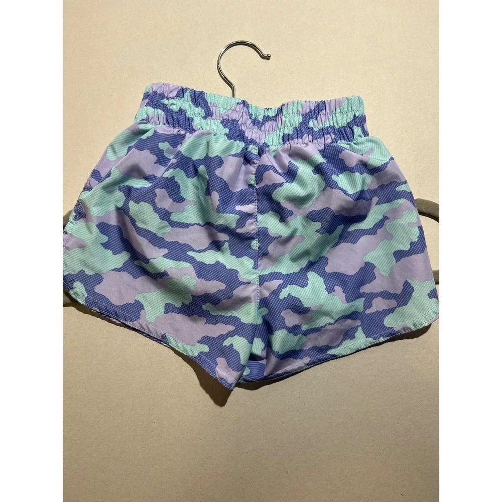Champion Girls 4T Camo Athletic Shorts Purple Teal Camouflage Gym Running
